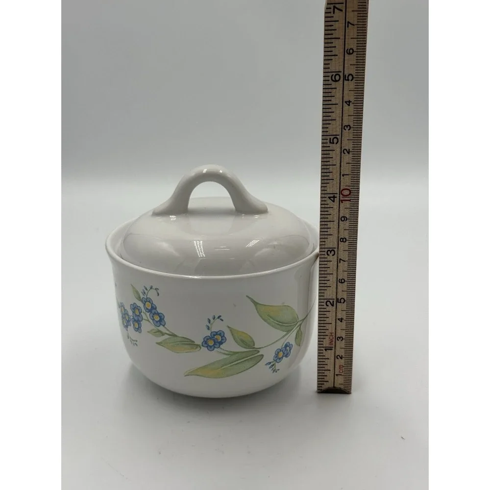 Vintage Corelle Coordinates My Garden Sugar Bowl with Lid Yellow Blue Floral